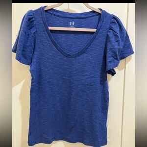 GAP Women's Heather Blue Short Sleeve Top